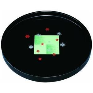 木製丸盆 30cm 黒 市松雪化粧【YG391】