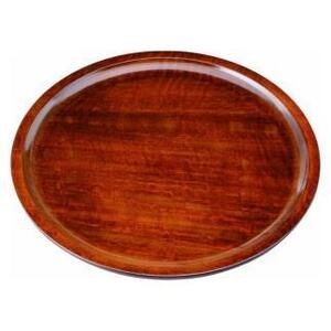 木製くりぬき丸盆 24cm 厚型 茶染[YG397]