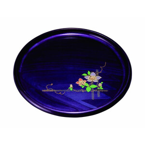 丸盆 紫雲杢 鉄線(盛絵) 33cm [YG470]