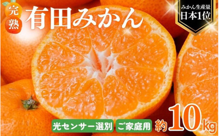 [2026年10月発送予約分]＼光センサー選別/農家直送 こだわりの完熟有田みかん 約10kg+150g(傷み補償分) [ご家庭用] [10月発送]有機質肥料100% 有田みかん みかん ミカン 蜜柑 柑橘 果物 フルーツ 甘い 温州みかん 先行予約[nuk101-10]