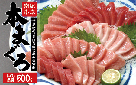 [6月発送]ロケット打ち上げ応援!本マグロ トロ&赤身セット 500g(養殖) 濃厚な赤身と高級部位トロの鮪好きにはたまらないセット [串本町×北山村] 高級 クロマグロ[nks110D-6]