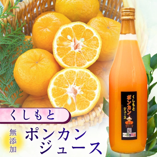 無添加!くしもとポンカンジュース B 720ml ×2本セット まるごと絞った果汁100%ジュース / ドリンク 柑橘 ぽんかん フルーツ みかん ミカン オレンジ 限定 和歌山[sse210]