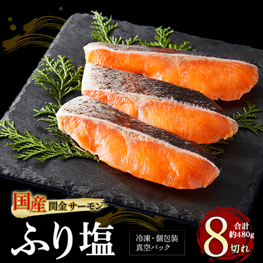【1切れずつ真空冷凍】 関金サーモン ふり塩切り身 480g（60g×8切れ） マス 鮭 サーモン