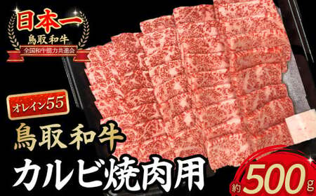 鳥取和牛オレイン55 カルビ 焼肉用(500g) 国産 牛肉 和牛 黒毛和牛 焼肉 BBQ カルビ 和牛カルビ 高級カルビ