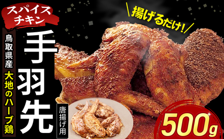 [鳥取県産 大地のハーブ鶏] スパイスチキン 手羽先 1本ずつ 500g KC233 手羽先 唐揚げ 鶏肉 チキン