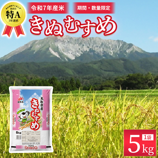 ※通常発送[数量限定][令和7年産米]鳥取県産 きぬむすめ (5kg) 精米 米 白米