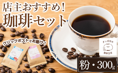 [粉]店主おすすめ!珈琲セット(計300g) コーヒー 珈琲 ドリップ 自家焙煎珈琲 ブラジル コロンビア グアテマラ インドネシア エクアドル コスタリカ 飲み比べ お取り寄せ [sm-DN001-B][かっぱ印の珈琲豆店]