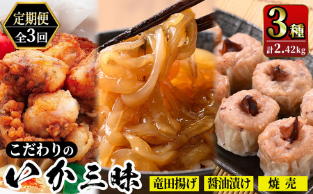 [定期便3回] いか屋が作ったこだわりのいか三昧(3種) いか 魚介 漬け おつまみ おかず 弁当 詰め合わせ 冷凍 [sm-AJ009][福栄]