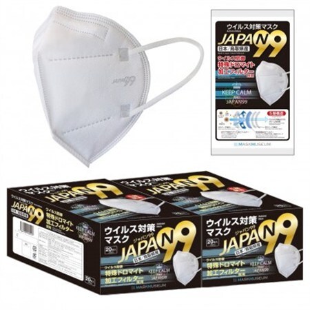 【日本製】ジャパン99 5層構造 特許取得 ドロマイト加工フィルター マスク 個包装 20枚入×2箱【1518451】
