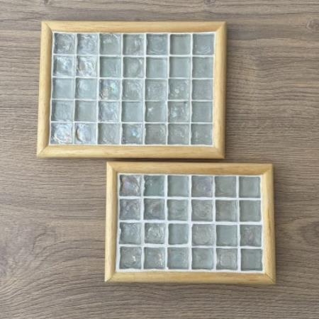 ガラスタイルトレイ小・大各1枚セット(クリア・アーチフレーム)