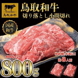 [8か月定期便]鳥取和牛切り落とし小間切れ800g(400g×2P)1225