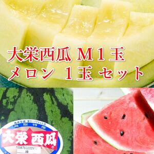 1000.【ふるさと納税】大栄西瓜　秀　1玉と旬のメロンセット※6月中旬～7月中旬頃に順次発送予定