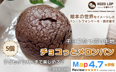 1170.[鳥取県産 チョコたっぷり生地]チョコっとメロンパン 5個