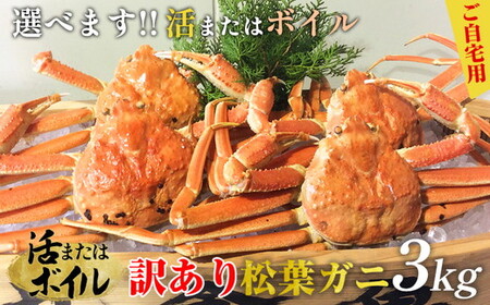 [ボイル]訳あり 松葉ガニおまかせ3kg(5〜8枚) ※2024年11月上旬〜2025年3月下旬頃に順次発送予定 ※着日指定不可