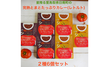 星降る里 鳥取県日南町の完熟とまと たっぷりカレー レトルト 2種6個 セット