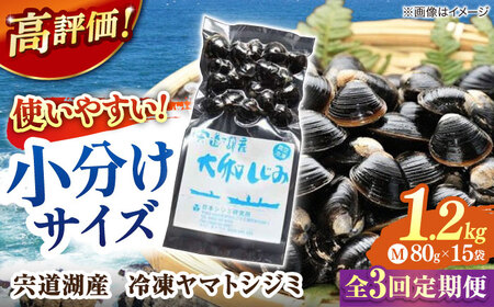 [全3回定期便]生産量日本一!宍道湖産 ヤマトシジミMサイズ(真空冷凍) 80g×15袋 島根県松江市/有限会社日本シジミ研究所[ALBS003]