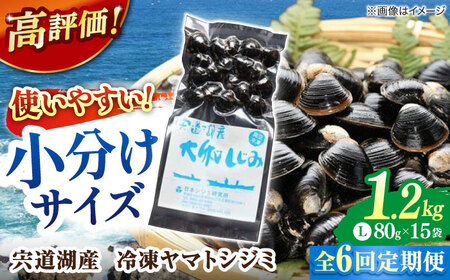 しじみ 【全6回定期便】生産量日本一！宍道湖産 ヤマトシジミLサイズ（真空冷凍） 80g×15袋 島根県松江市/有限会社日本シジミ研究所[ALBS007] しじみ しじみ