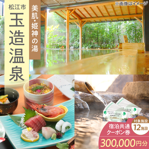 玉造温泉共通クーポン券 寄附額100万円 300000円分クーポン 島根県松江市/玉造温泉旅館協同組合 島根 松江 旅行 宿泊 ホテル 旅館 人気 おすすめ 割引 チケット クーポン 観光 トラベル[ALHN007]