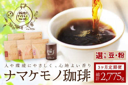 スローな浜田で焙煎をした珈琲(925g×3回の定期便) 定期便 3回 コーヒー コース 定期便 ドリップ 自家焙煎 こだわり バレンタイン ホワイトデー 豆 粉 自家焙煎[023_1912]