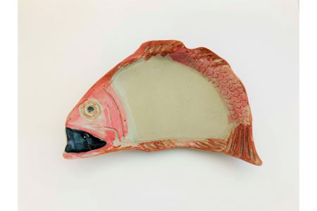 石見焼 のどぐろ型 陶器皿[森本商会] 焼物 陶器 皿 のどぐろ 記念品 贈り物 ギフト インテリア 手作り 和モダン 和食器 [032_2077]