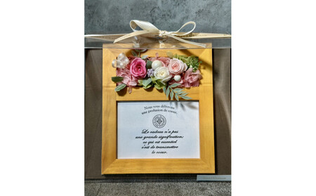 ブリザードフラワーのフォトフレーム(木製スタンドタイプ)[ピンク]