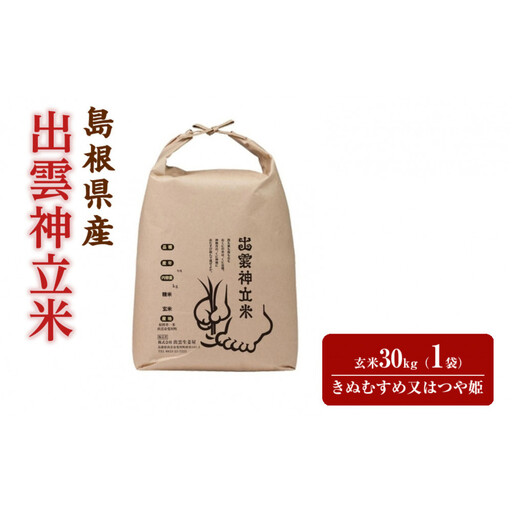 [2026年9月中旬以降発送]出雲神立米(つや姫 または きぬむすめ) 玄米30kg [品種選択不可]
