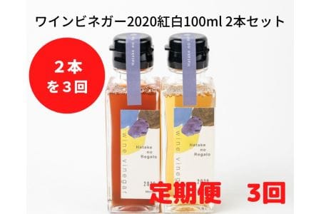 【定期便3回】ワインビネガー2020紅白100ml 2本セット【3-080】