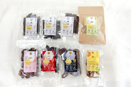 島根県益田産ジビエ使用 鹿・猪・内臓ジャーキー6種食べ比べセット[Pet-sama][ジビエ 犬用 ペット おやつ ごほうび トッピング 無添加 国産]
