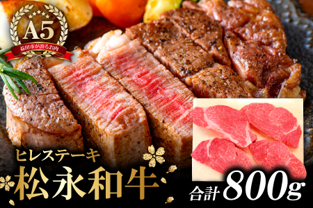 松永和牛 A5ランク 最高級 ヒレステーキ4枚[牛肉 ステーキ 4枚×200g ご馳走 豪華 冷凍 和牛 黒毛和牛 松永和牛 まつなが牛 A5ランク 800g ヒレステーキ 肉 お祝い ご褒美 贅沢 特別な日 松永牧場]