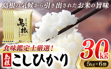 【新米 先行受付】食味鑑定士厳選　島根こしひかり 30kg（5kg×6袋）【米 コシヒカリ 令和7年産 先行予約 新米予約 精米 島根県 安来市】