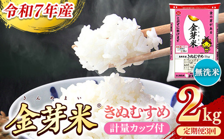 BG無洗米・金芽米きぬむすめ 2kg×3ヵ月 定期便 [毎月] 計量カップ付き 令和7年産 3ヶ月 計6kg 東洋ライス 健康 島根県 安来市