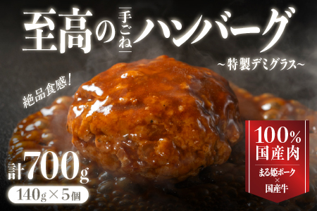 [お試しあれ!!]まる姫ポークと国産牛の贅沢デミグラスハンバーグ 計700g(140g×5個)[国産 ハンバーグ ハンバーグ ハンバーグ ハンバーグ]