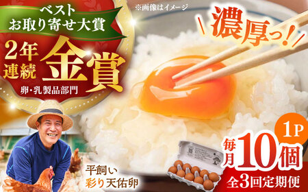 [全3回定期便]彩り天佑卵 10個入り 卵 卵 卵 卵 卵 たなべたたらの里[AIDL007]