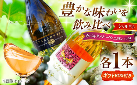 [贈答用]飲み比べセット カベルネロゼ×シャルドネ 750ml×各1本 計2本 ワイン お酒 ぶどう 島根県雲南市/有限会社奥出雲葡萄園[AICS088]