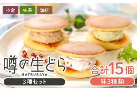 噂の生どら15個セット( 小倉 抹茶 珈琲 )[ 生どら どらやき どら焼き 3種 各5個 お菓子 詰め合わせ セット 包装 スイーツ 特製クリーム 洋風どら焼き 冷凍 洋菓子 和菓子 おやつ 茶菓子 おしゃれ 贈り物 ギフト プレゼント お土産 ]