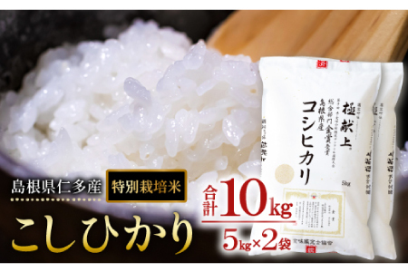 [令和7年度産先行予約]島根県仁多産コシヒカリ特別栽培米10kg[新米 2025年度 令和7年度 コシヒカリ 特別栽培米 こしひかり 5kg×2袋 合計10kg 白米 精米 安心 安全 金賞受賞 こだわり 贈り物 プレゼント ブランド]