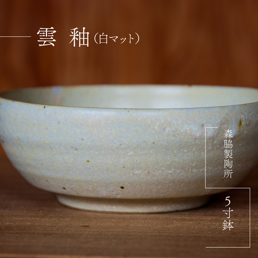 5寸鉢 : 雲釉(白マット)