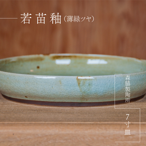 7寸皿 : 若苗釉(薄緑ツヤ)