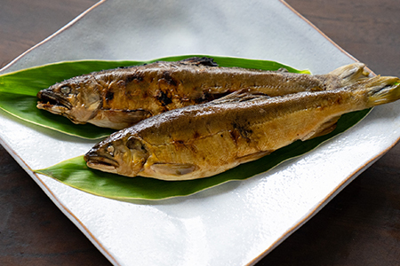 〈清流・高津川産〉香味豊かな天然鮎の炭火塩焼き1匹入りレトルト×2袋【1287879】