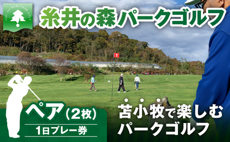 糸井の森 1日プレー券( ペア ) T061-001 ゴルフプレー券 ゴルフ利用 利用 パークゴルフ ペア スポーツ Golf 苫小牧 メジャー大会 名門コース 屋内コース 糸井の森パークゴルフ シンクライン ふるさと納税 苫小牧市 おすすめ ランキング プレゼント