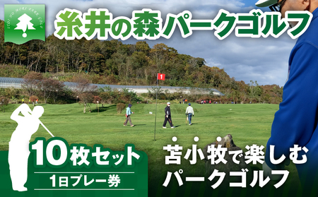 糸井の森 1日プレー券( 10枚セット ) T061-002 ゴルフプレー券 ゴルフ利用 利用 パークゴルフ スポーツ Golf 苫小牧 メジャー大会 名門コース 屋内コース 糸井の森パークゴルフ シンクライン ふるさと納税 苫小牧市 おすすめ ランキング プレゼント