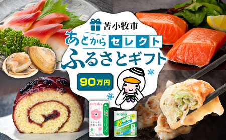 あとから セレクト [ ふるさと ギフト ] 90万円 T000-000-19 肉 お肉 肉加工品 牛 豚 鶏 魚 お魚 魚介類 水産加工品 日用品 雑貨 惣菜 総菜 野菜 工芸品 伝統工芸品 菓子 お菓子 果物 あとから選べる 選べる 北海道 ふるさと納税 苫小牧市 おすすめ ランキング プレゼント