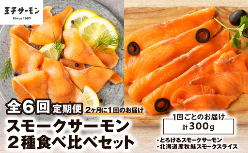 [全6回定期便(隔月)][王子サーモン]スモークサーモン2種 食べ比べセット T041-T07-04 定期便 定期 魚