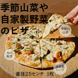 季節山菜や自家製野菜のピザ 1枚(直径約25cm)[配送不可地域:離島]