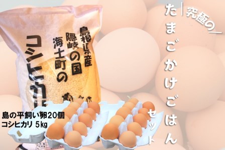 平飼い卵の卵かけご飯セット（平飼い卵20個・コシヒカリ5kg）