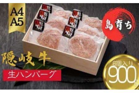 【隠岐牛プレミアム生ハンバーグ 6個】900g 天然塩付 島生まれ島育ちのブランド黒毛和牛 隠岐牛