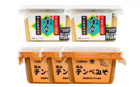 [セット] 岡山テンペみそ 300g×3個 吟醸白みそ300g×2個