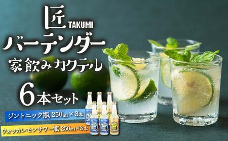 匠バーテンダー 家飲み カクテル ジントニック&レモンサワー 6本セット