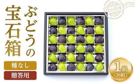 岡山県産 ぶどうの宝石箱(シャインマスカットとニューピオーネ又はオーロラブラック)36粒(1粒14g以上)1箱 贈答用 たけまさぶどう園