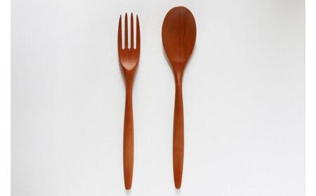 木のカレースプーン・パスタフォーク 各1本(2本組/1セット)やまざくら 手仕事品